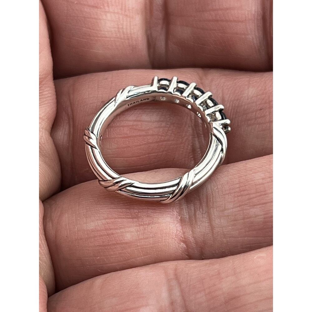 Peter Thomas Roth Sterling Silver Signature Romance Stack Ring Sapphire Size 7 - Picture 8 of 12